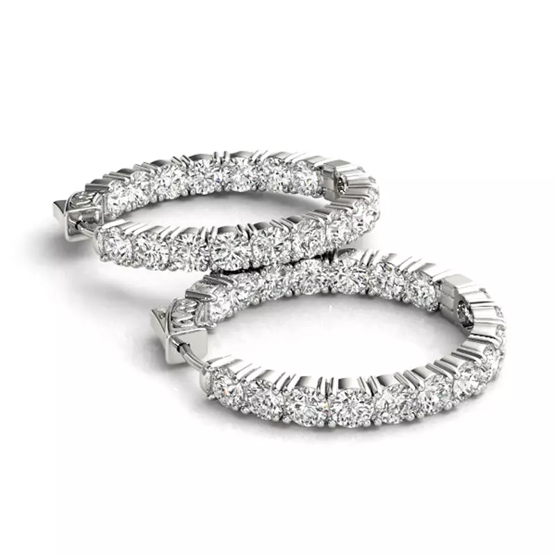 14K White Gold Endless Diamond Hoop Earrings (3 3/5 ct. tw.)